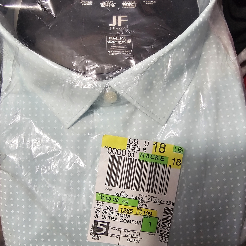 JF J.Ferrar Aqua Polka Dot Men's Shirt
